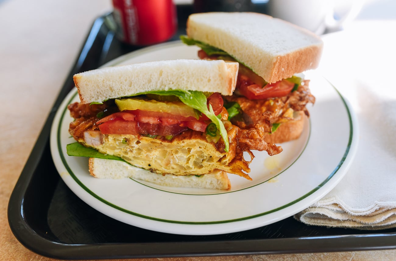 St. Paul Sandwich with egg foo young cross-section
